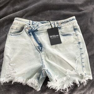 Willow Women's Light Blue Frayed Jean Shorts